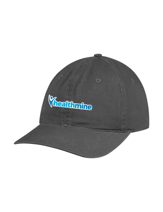 Garment Washed Unstructured Twill Charcoal Cap w/Healthmine Logo