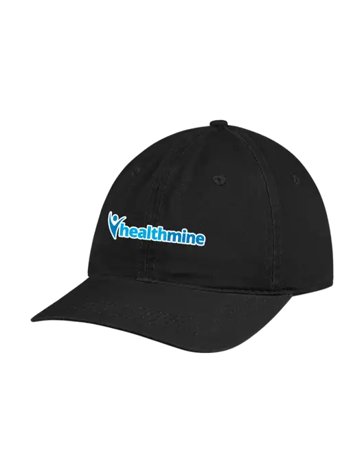 Garment Washed Unstructured Twill Black Cap w/Healthmine Logo