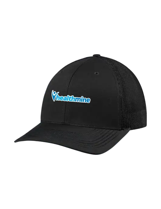 Richardson Adjustable Snapback Original 112 Trucker Cap Black w/Black Mesh w/Healthmine Logo