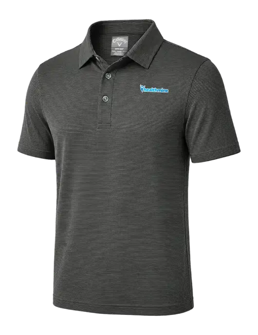 Callaway Black Fine Line Stripe Polo w/Healthmine Logo