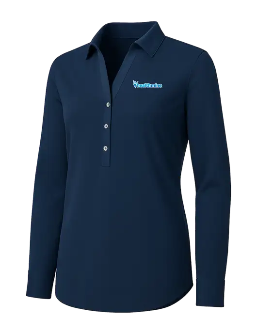 Womens Navy City Stretch Shirt w/Healthmine Logo
