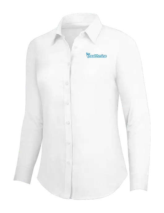 White Womens SuperPro Oxford Shirt w/Healthmine Logo