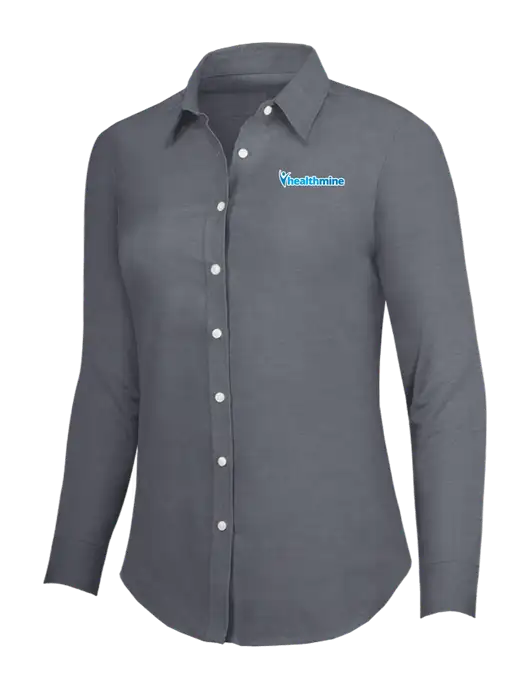 Dark Grey Womens SuperPro Oxford Shirt w/Healthmine Logo