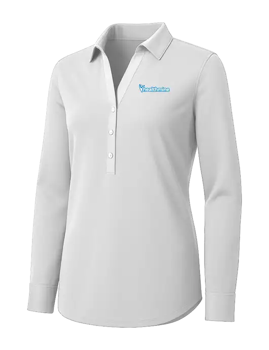 Womens White City Stretch Shirt w/Healthmine Logo