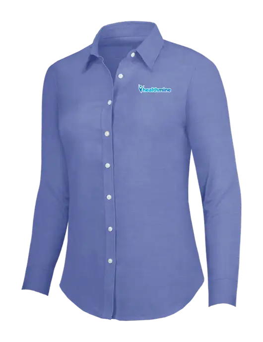Navy Womens SuperPro Oxford Shirt w/Healthmine Logo