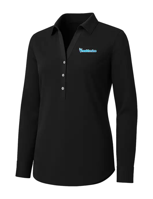 Womens Black City Stretch Shirt w/Healthmine Logo