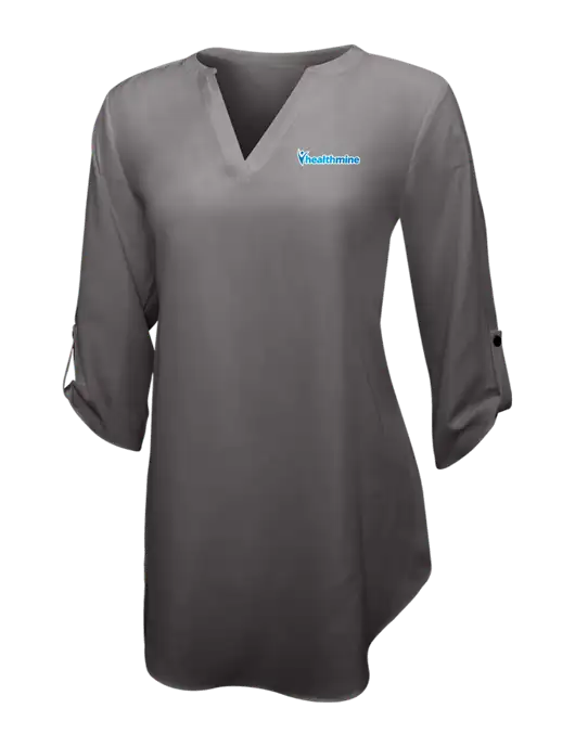 Dark Grey Womens 3/4 Sleeve Tunic Blouse w/Healthmine Logo