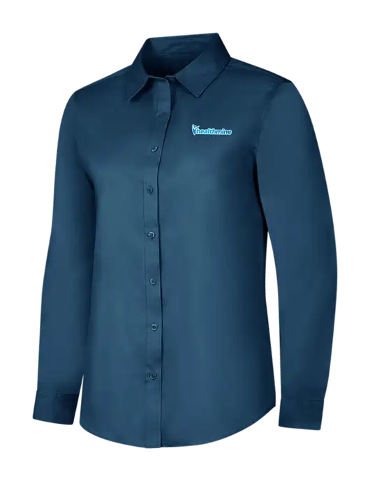 Light Navy Womens Long Sleeve Superpro React Twill Shirt w/Healthmine Logo
