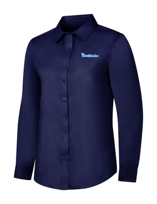 Navy Womens Long Sleeve Superpro React Twill Shirt w/Healthmine Logo