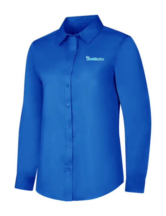 Womens Long Sleeve Royal Blue Superpro React Twill Shirt w/Healthmine Logo