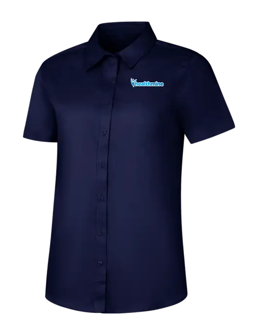 Womens Navy Short Sleeve Superpro React Twill Shirt w/Healthmine Logo