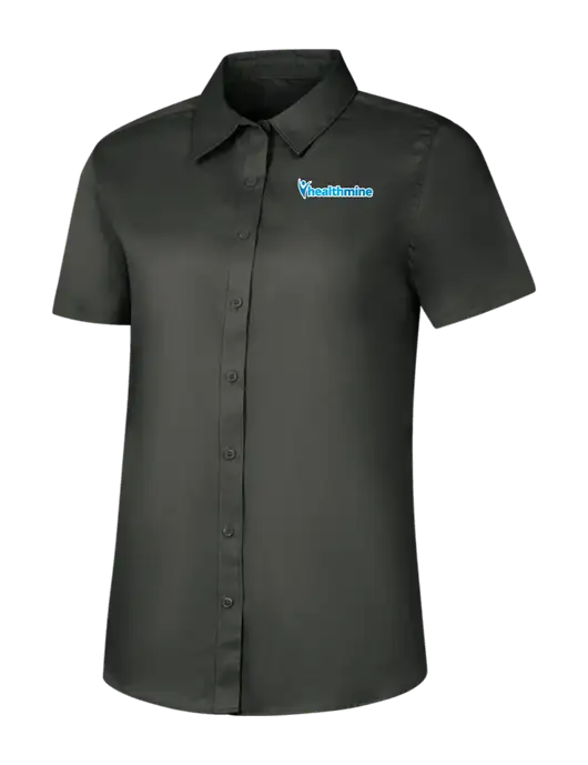 Womens Dark Grey Short Sleeve Superpro React Twill Shirt w/Healthmine Logo
