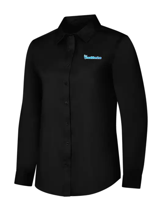 Womens Black Long Sleeve Superpro React Twill Shirt w/Healthmine Logo