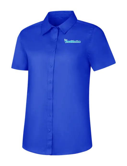 Womens Short Sleeve Dark Royal Superpro React Twill Shirt w/Healthmine Logo