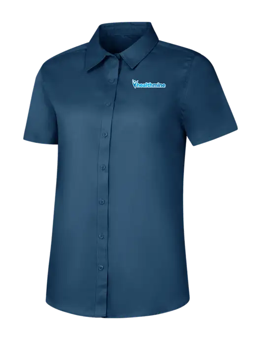 Womens Light Navy Short Sleeve Superpro React Twill Shirt w/Healthmine Logo