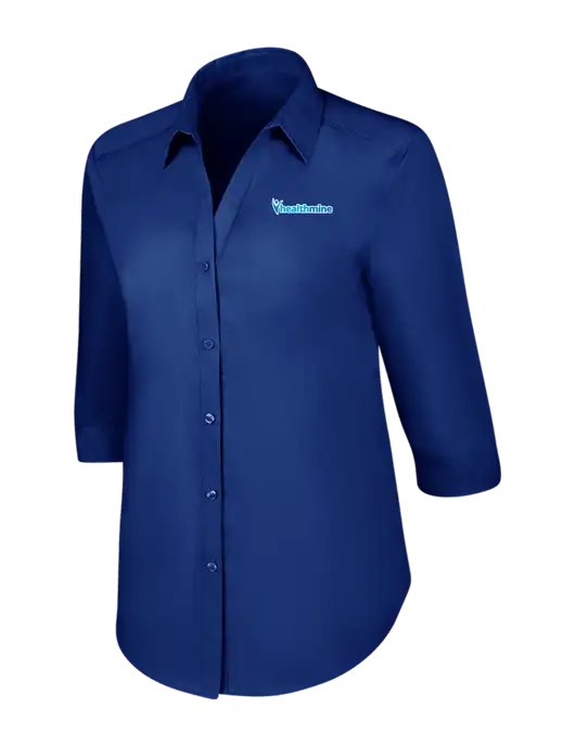 Womens Royal 3/4 Sleeve Carefree Poplin Shirt w/Healthmine Logo