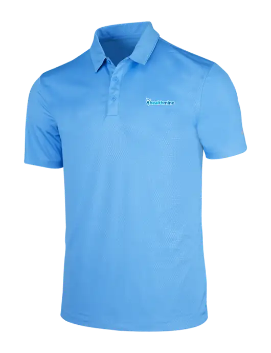 NIKE Light Royal Blue Dri-Fit Embossed Tri-Blade Polo w/Healthmine Logo