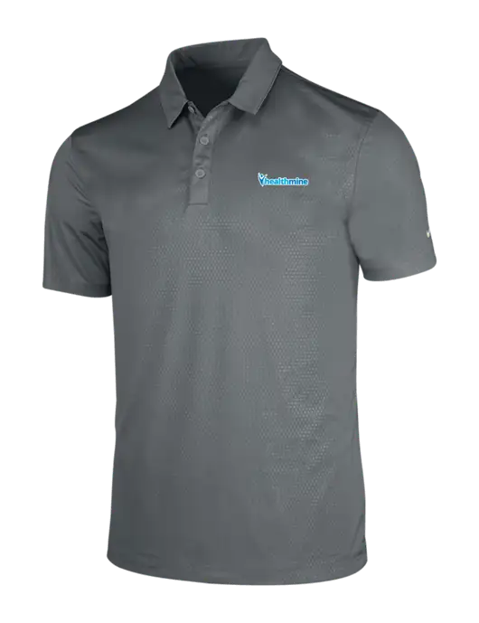 NIKE Medium Grey Dri-Fit Embossed Tri-Blade Polo w/Healthmine Logo