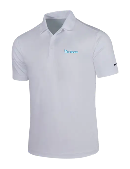 NIKE White Dri-Fit Vertical Mesh Polo w/Healthmine Logo