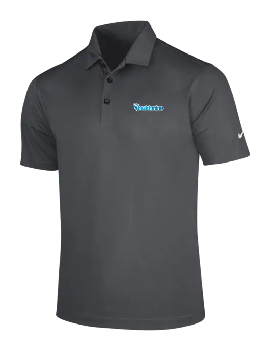 NIKE Dark Grey Dri-Fit Vertical Mesh Polo w/Healthmine Logo