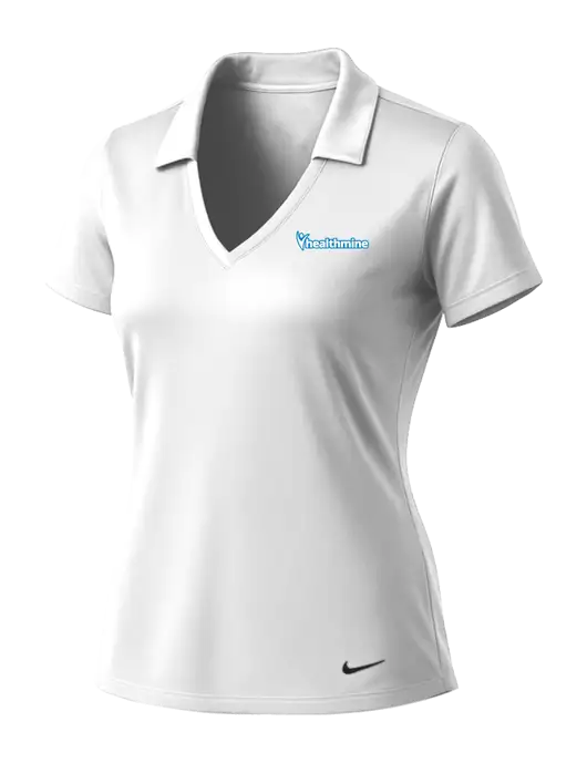 NIKE White Womens Dri-Fit Vertical Mesh Polo w/Healthmine Logo