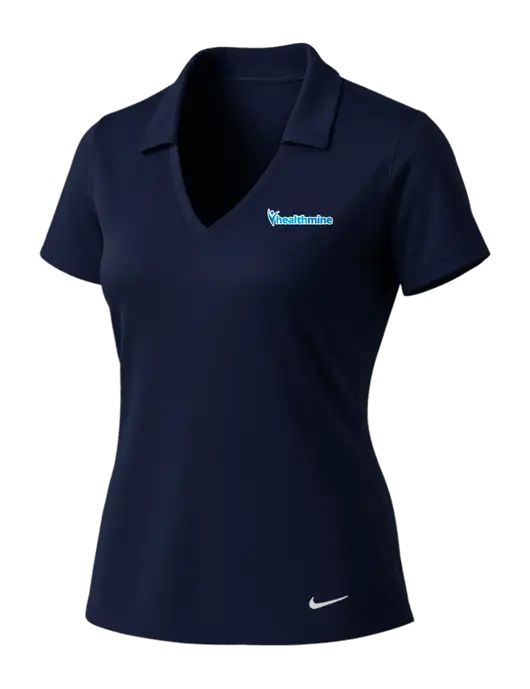 NIKE Dark Navy Womens Dri-Fit Vertical Mesh Polo w/Healthmine Logo