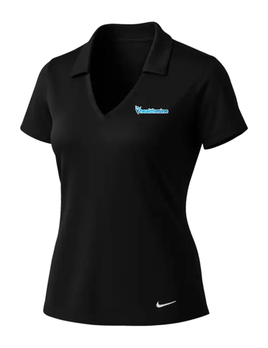NIKE Black Womens Dri-Fit Vertical Mesh Polo w/Healthmine Logo