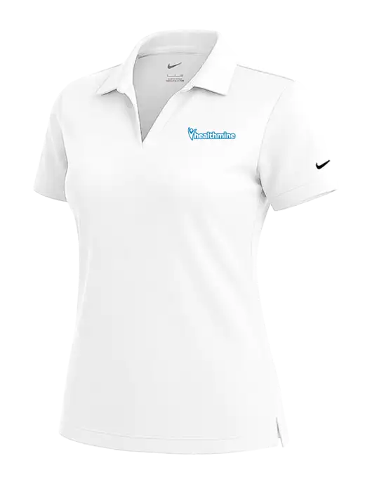 NIKE White Womens Dri-Fit Micro Pique Polo w/Healthmine Logo