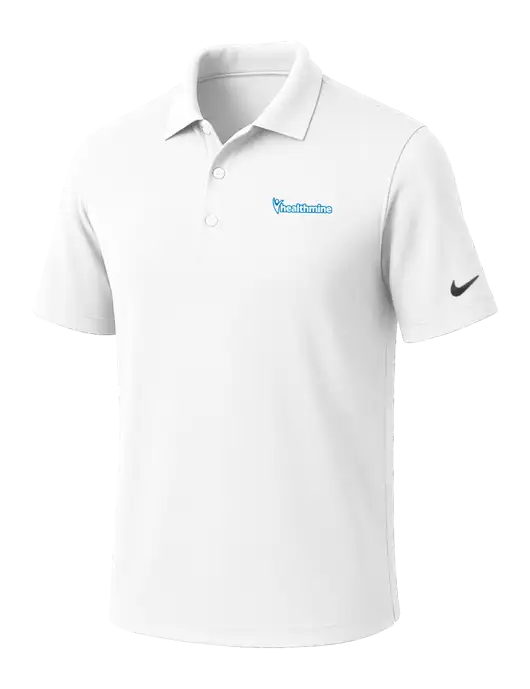 NIKE White Dri-Fit Micro Pique Polo w/Healthmine Logo