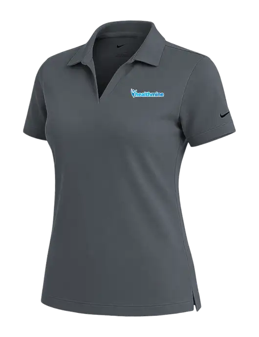 NIKE Dark Grey Womens Dri-Fit Micro Pique Polo w/Healthmine Logo