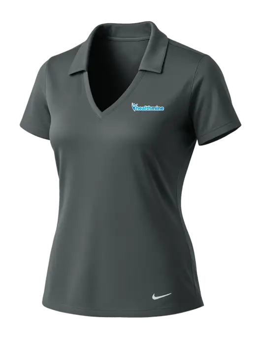 NIKE Dark Grey Womens Dri-Fit Vertical Mesh Polo w/Healthmine Logo