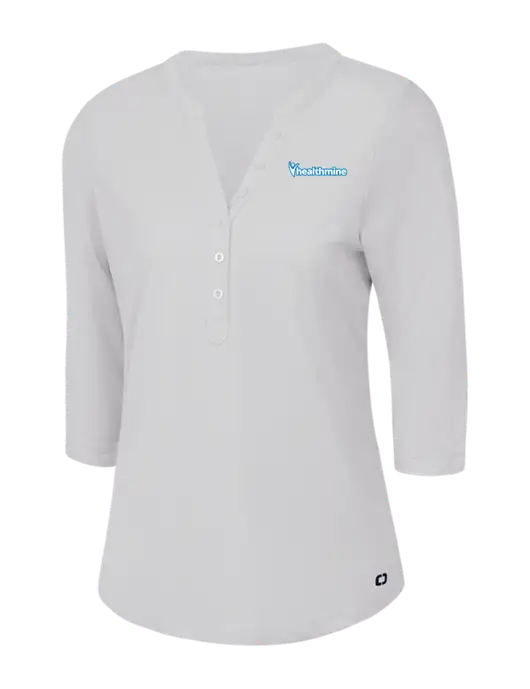 OGIO Bright White Jewel Henley w/Healthmine Logo