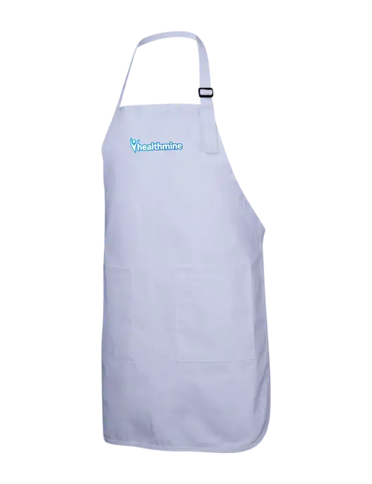 Full-Length White Apron With Pockets w/Healthmine Logo