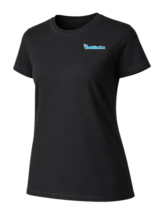 Womens Ring Spun Jet Black 4.5 oz T-Shirt w/Healthmine Logo