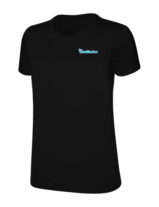 Womens Ring Spun Jet Black 4.5 oz T-Shirt w/Healthmine Logo