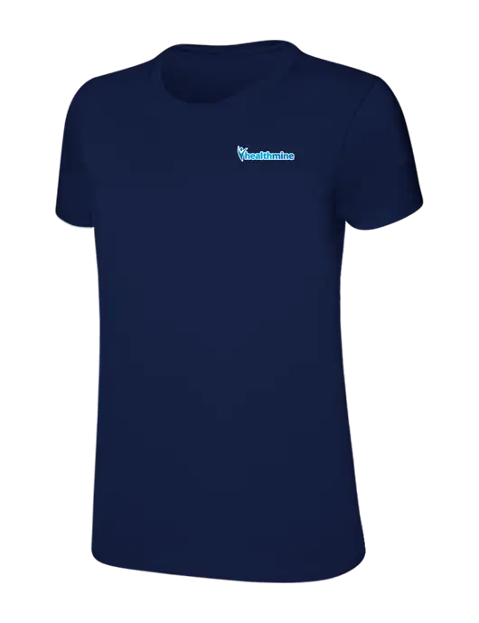 Womens Ring Spun Navy 4.5 oz T-Shirt w/Healthmine Logo