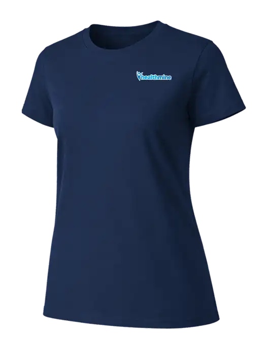 Womens Ring Spun Navy 4.5 oz T-Shirt w/Healthmine Logo