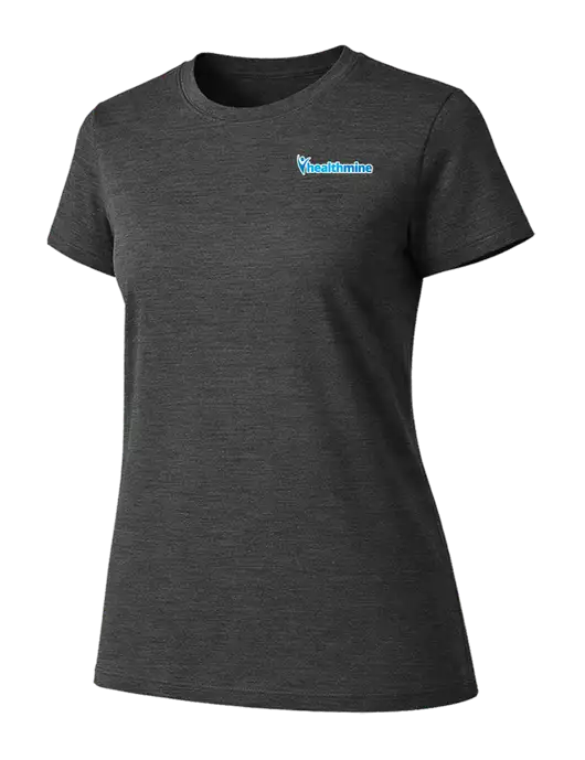 Womens Ring Spun Dark Heather Grey 4.5 oz T-Shirt w/Healthmine Logo