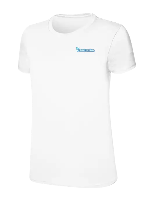 Womens Ring Spun White 4.5 oz T-Shirt w/Healthmine Logo