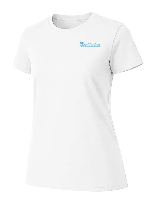 Womens Ring Spun White 4.5 oz T-Shirt w/Healthmine Logo