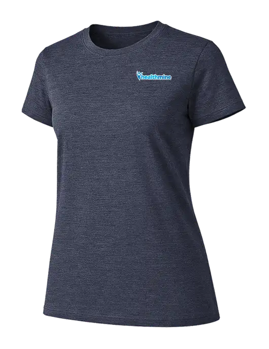 Womens Ring Spun Heather Navy 4.5 oz T-Shirt w/Healthmine Logo