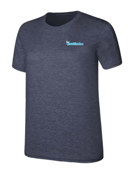 Womens Ring Spun Heather Navy 4.5 oz T-Shirt w/Healthmine Logo