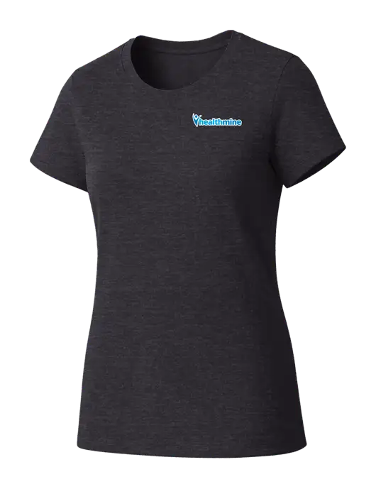 Womens Seriously Soft Heathered Charcoal T-Shirt w/Healthmine Logo