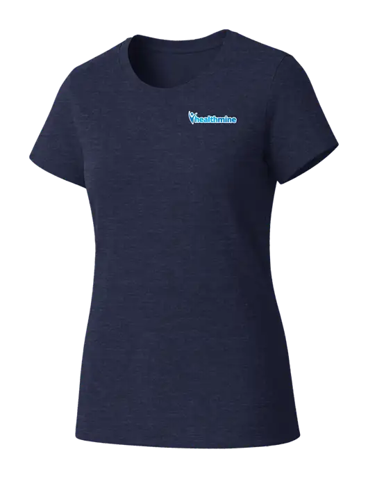 Womens Seriously Soft Heathered Navy T-Shirt w/Healthmine Logo