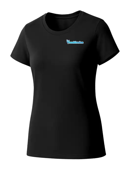 Womens Seriously Soft Black T-Shirt w/Healthmine Logo