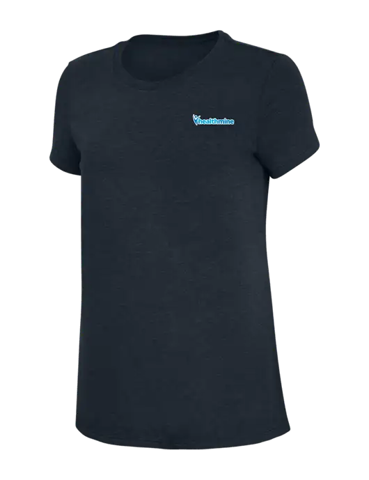 Womens Simply Soft Navy 4.5oz Poly/Combed Ring Spun Cotton T-Shirt w/Healthmine Logo