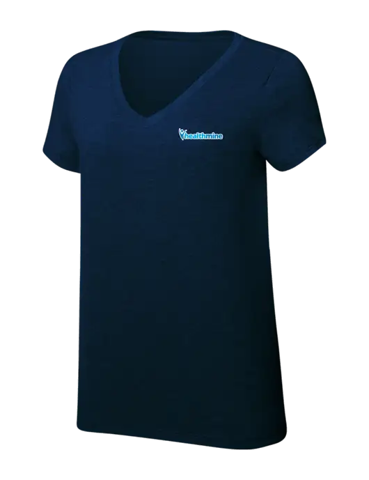 Womens Simply Soft V-Neck New Navy 4.5oz  Poly/Combed Ring Spun Cotton T-Shirt w/Healthmine Logo