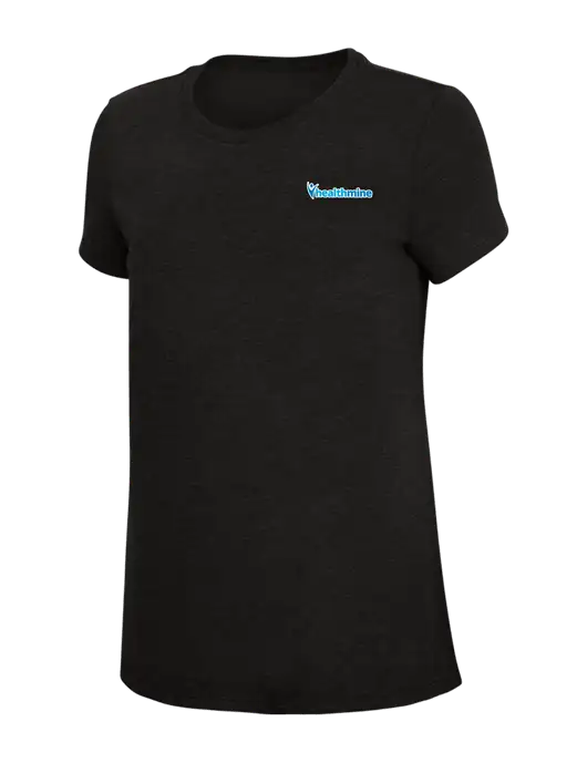 Womens Simply Soft Black 4.5oz Poly/Combed Ring Spun Cotton T-Shirt w/Healthmine Logo