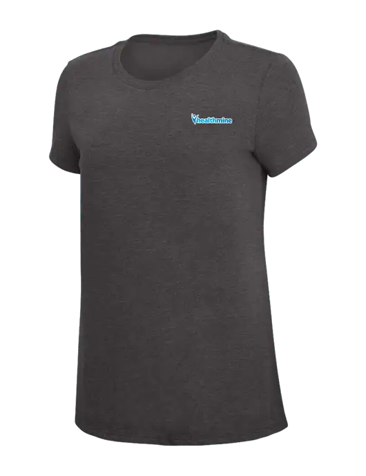 Womens Simply Soft Heather Charcoal 4.5oz  Poly/Combed Ring Spun Cotton T-Shirt w/Healthmine Logo