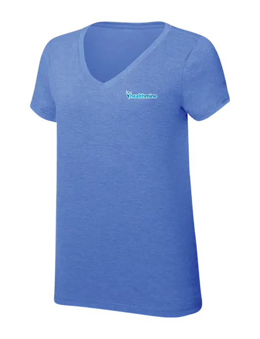 Womens Simply Soft V-Neck Royal Frost 4.5oz  Poly/Combed Ring Spun Cotton T-Shirt w/Healthmine Logo